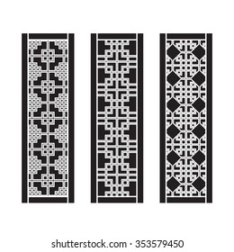 Traditional Asian Window and Door Pattern, vector set