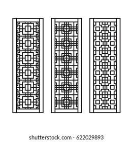 Traditional Asian Window and Door Pattern, vector set