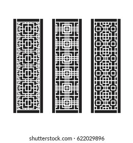 Traditional Asian Window and Door Pattern, vector set