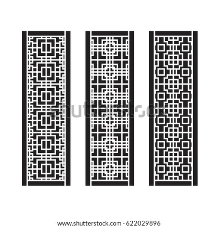 Traditional Asian Window and Door Pattern, vector set