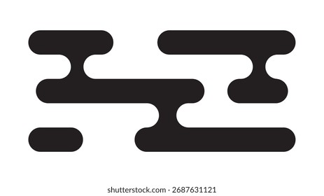 Nube tradicional de estilo asiático inspirada en motivos japoneses y chinos. Simple elemento decorativo negro para estampados y diseño. Ilustración vectorial
