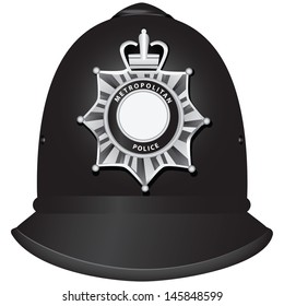 A traditional authentic helmet of metropolitan British police officers. Vector illustration.