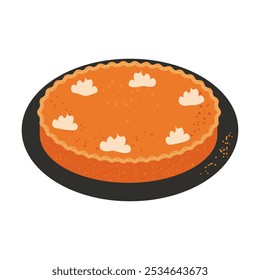 Pastel de calabaza tradicional de otoño aislado en Anuncio blanco. Vector.