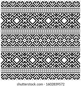 Traditional Aztec ethnic Pattern design vector. Illustration of Tribal Pattern in black white color