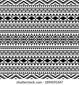 Traditional aztec ethnic texture abstract design background in black white color