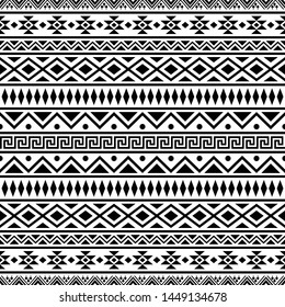 Traditional Aztec Pattern in black and white color for bakcground or frame.