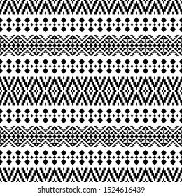 Traditional Aztec Pattern in black and white color for bakcground or frame.