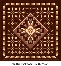 Traditional Aztec pattern. Geometric Navajo tribal South Western design. Vector seamless pattern for silk scarf, kerchief, Hijab, carpet and bandana.