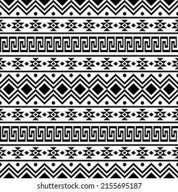 Traditional Aztec Seamless ethnic pattern texture design background in black white color