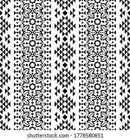 Diseño tribal tradicional azteca sin costuras de patrón en blanco negro