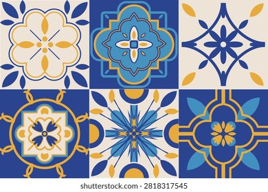 Traditional Azulejo Portuguese tile patterns collection.
