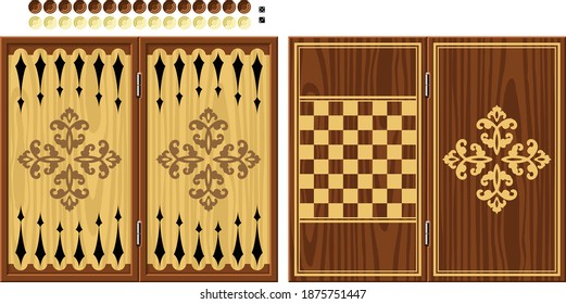 Traditional Backgammon, Turkish, Lebanese, Arabic Game Board - Vector Illustration Isolated Icon svg