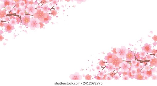 Traditional background with beautiful spring cherry blossoms