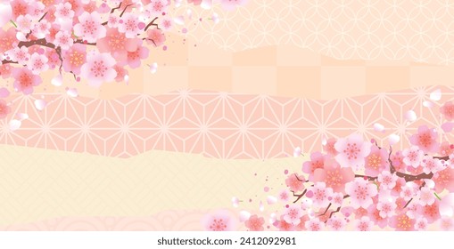 Fondo tradicional con hermosas flores de cerezo de primavera