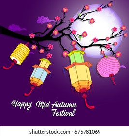 Traditional background for traditions of Chinese Mid Autumn Festival or Lantern Festival
