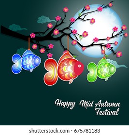 Traditional background for traditions of Chinese Mid Autumn Festival or Lantern Festival

