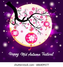 Traditional background for traditions of Chinese Mid Autumn Festival or Lantern Festival