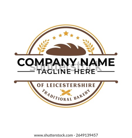 Traditional Bakery Logo with Wheat, Bread, and Rolling Pins, Celebrating Leicestershire Heritage and Culinary Artistry with Timeless Design Elements