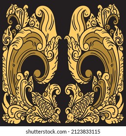Traditional Balinese carving motif tattoo style, illustration.