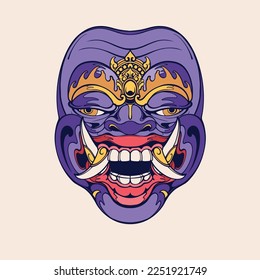 Traditional Balinese mask vector art 22 