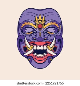 Traditional Balinese mask vector art 28 
