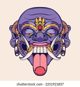 Traditional Balinese mask vector art  3