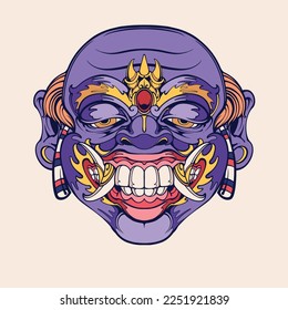 Traditional Balinese mask vector art 4 