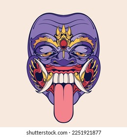 Traditional Balinese mask vector art 16 