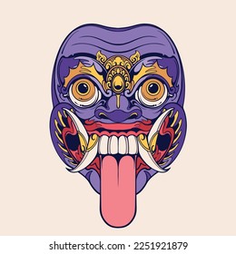 Traditional Balinese mask vector art 17 