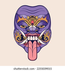 Traditional Balinese mask vector art