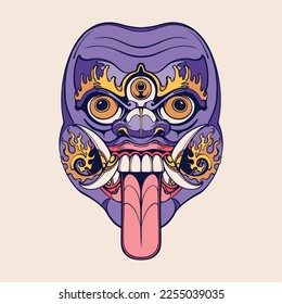Traditional Balinese mask vector art