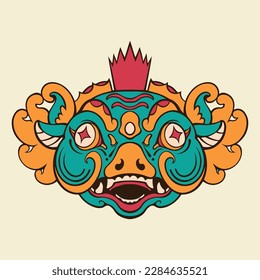 Traditional Balinese mask vector art