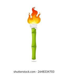 Traditional bamboo torch lamp vector isolated on white background.