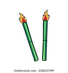 ilustración vectorial de la antorcha tradicional de bambú