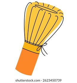 Traditional bamboo whisk or chasen, used in Japanese matcha tea ceremonies.  A cultural and functional tool for mixing matcha powder.