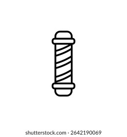 Traditional Barber Pole Symbol In Black Outline On Transparent Backdrop