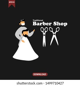 Traditional barber shop worker vector illustration design