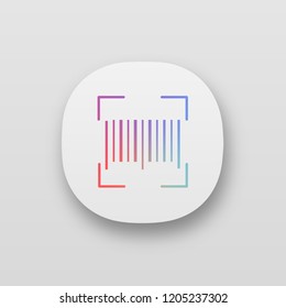 Traditional barcode app icon. UI/UX user interface. Linear code scanning. One dimensional barcode scanner. UPC code. Web or mobile application. Vector isolated illustration