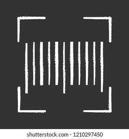 Traditional Barcode Chalk Icon. Linear Code Scanning. One Dimensional Barcode Scanner. UPC Code. Isolated Vector Chalkboard Illustration