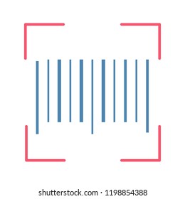 Traditional barcode color icon. Linear code scanning. One dimensional barcode scanner. UPC code. Isolated vector illustration