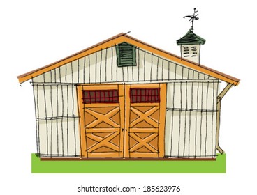 traditional barn - cartoon