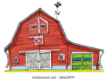 Traditional Barn - Cartoon