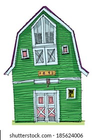 traditional barn - cartoon