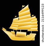 Traditional barque Chinese ship graphic vector