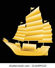 Traditional barque Chinese ship graphic vector