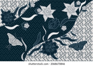 traditionelle Batik für coole Stoffmotive. Vintage dunkelblaues Design Muster. kreative traditionelle Malkunst.