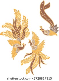 Elementos de aves tradicionales de Batik Phoenix