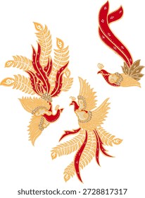 Traditionelle Batik Phoenix Vogelelemente