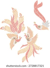 Traditionelle Batik Phoenix Vogelelemente