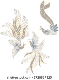 Traditionelle Batik Phoenix Vogelelemente